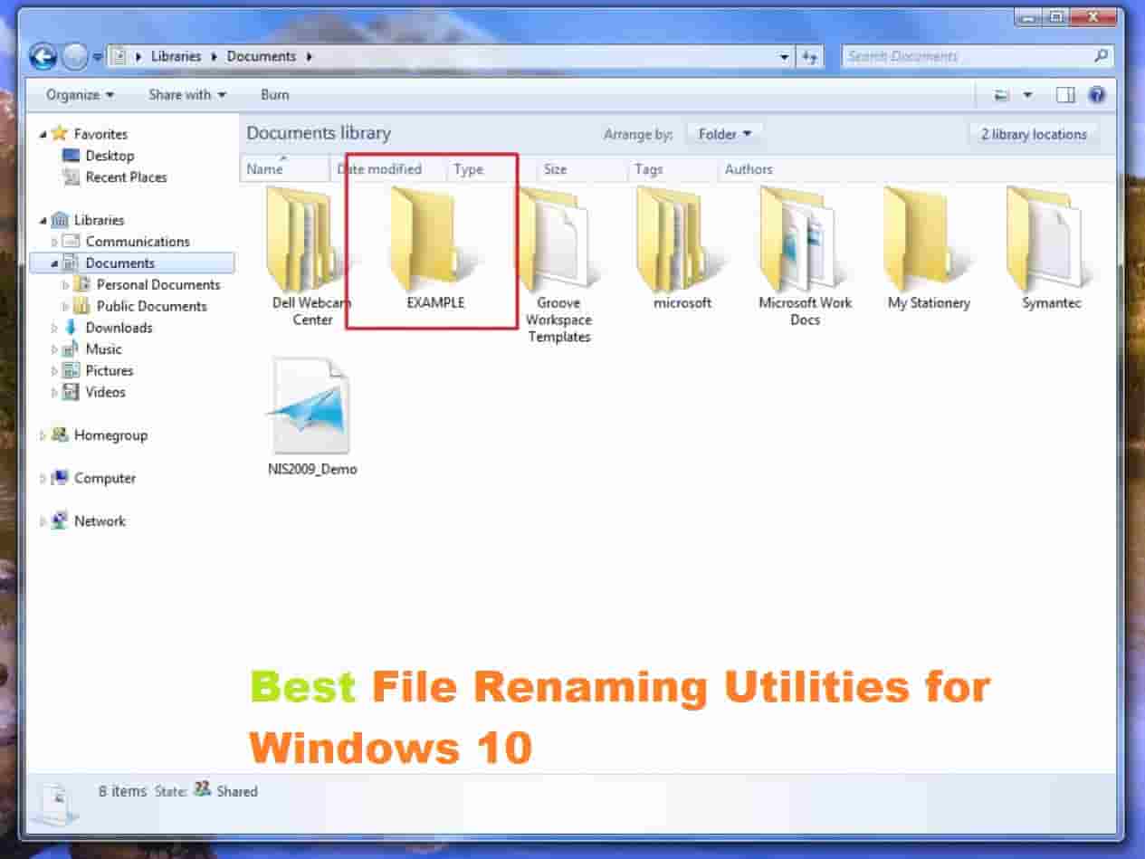 rename documents folder windows 10