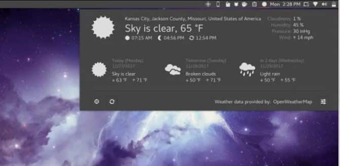 Open Weather Gnome Extension