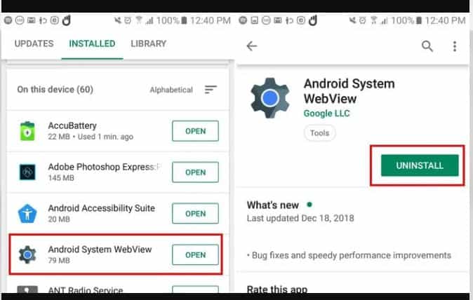 Remove Android WebView Permanently