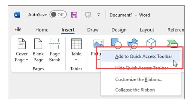 Where to find the Quick Access Toolbar in Windows 11